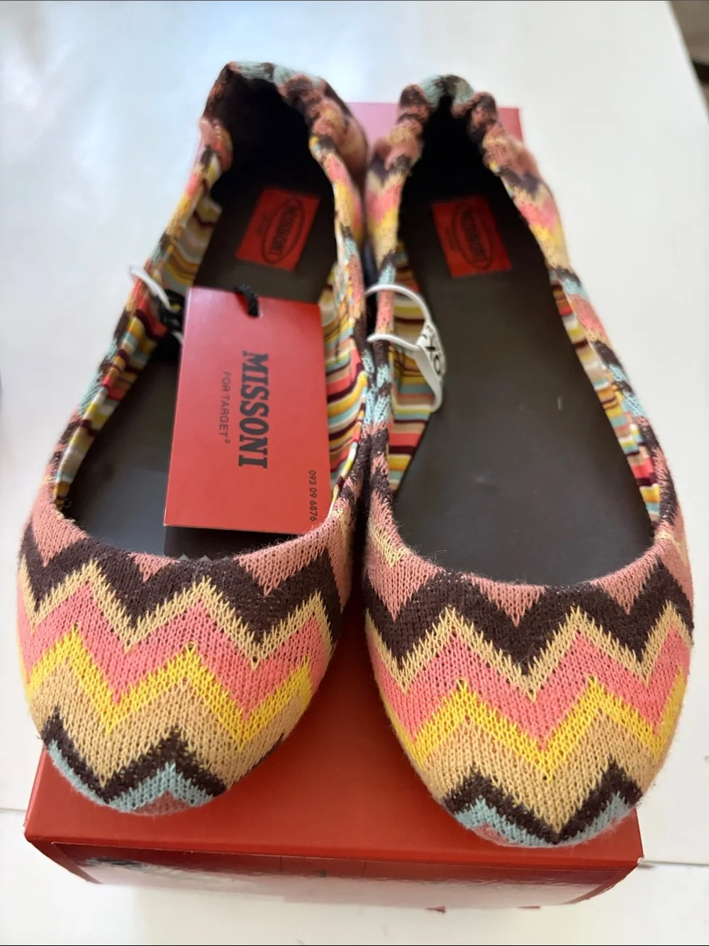 Missoni for Target Pink Yellow Brown Zigzag Knit Ballet Flats